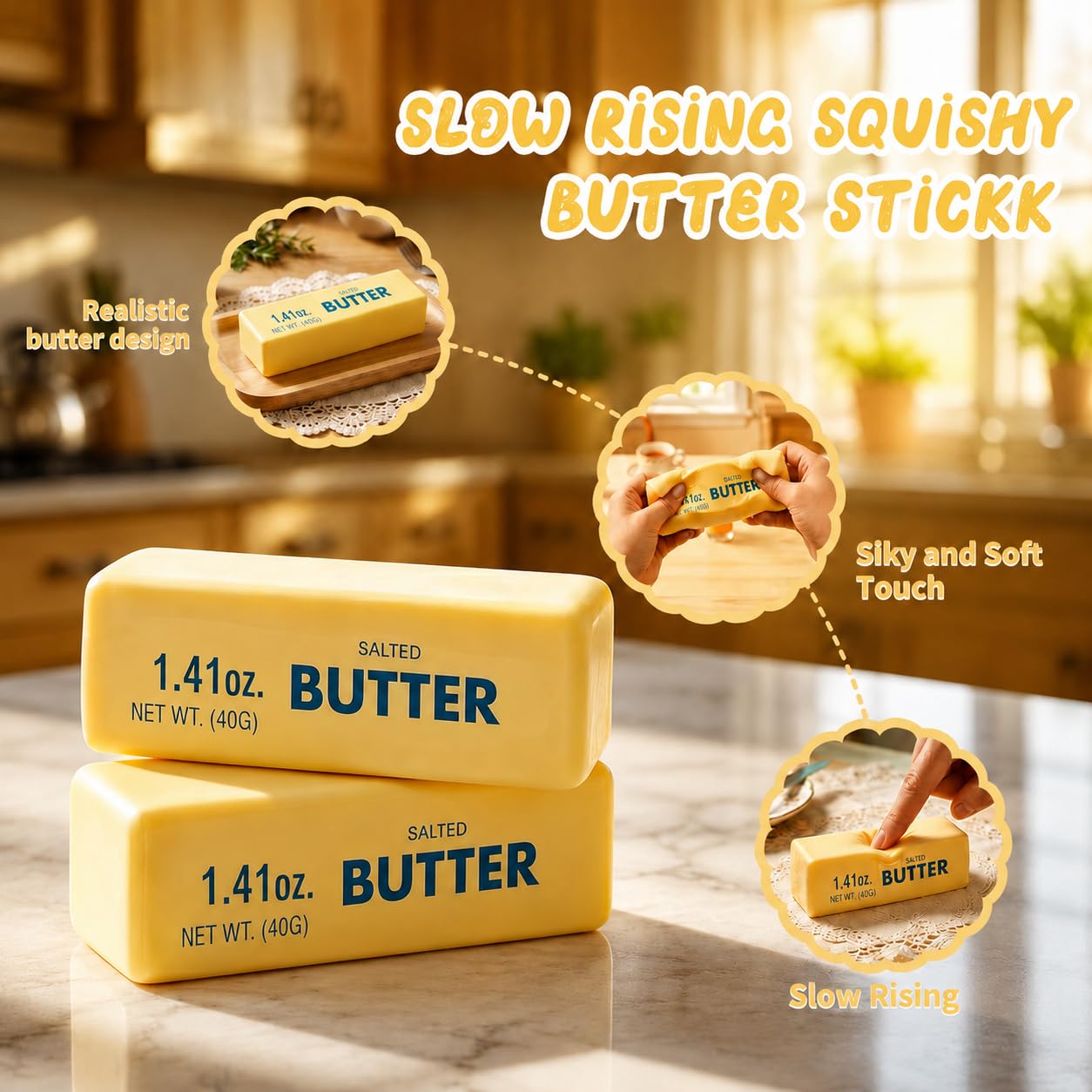  Realistic Butter Stick Squishy | Portable 40g | Perfect For Teens & Adults
