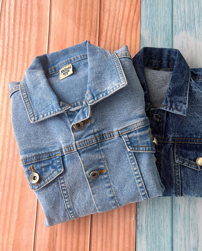 🧥✨ Personalized Kids’ Denim Jackets – Custom Name Patch Style