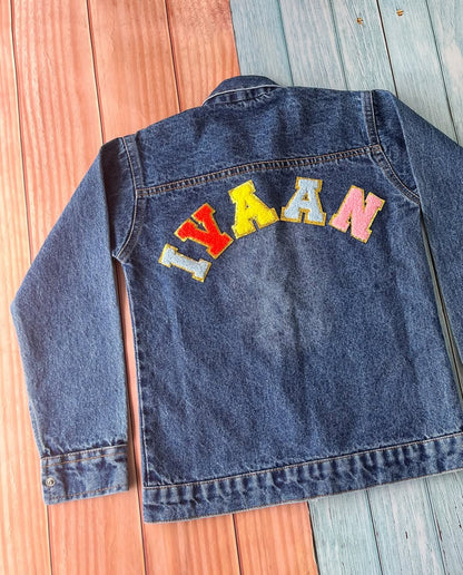 🧥✨ Personalized Kids’ Denim Jackets – Custom Name Patch Style