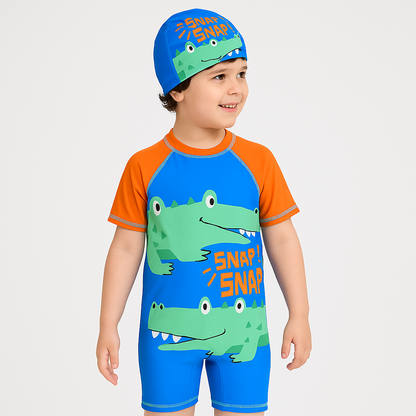 Snap Snap Croco Swim Set with Cap
