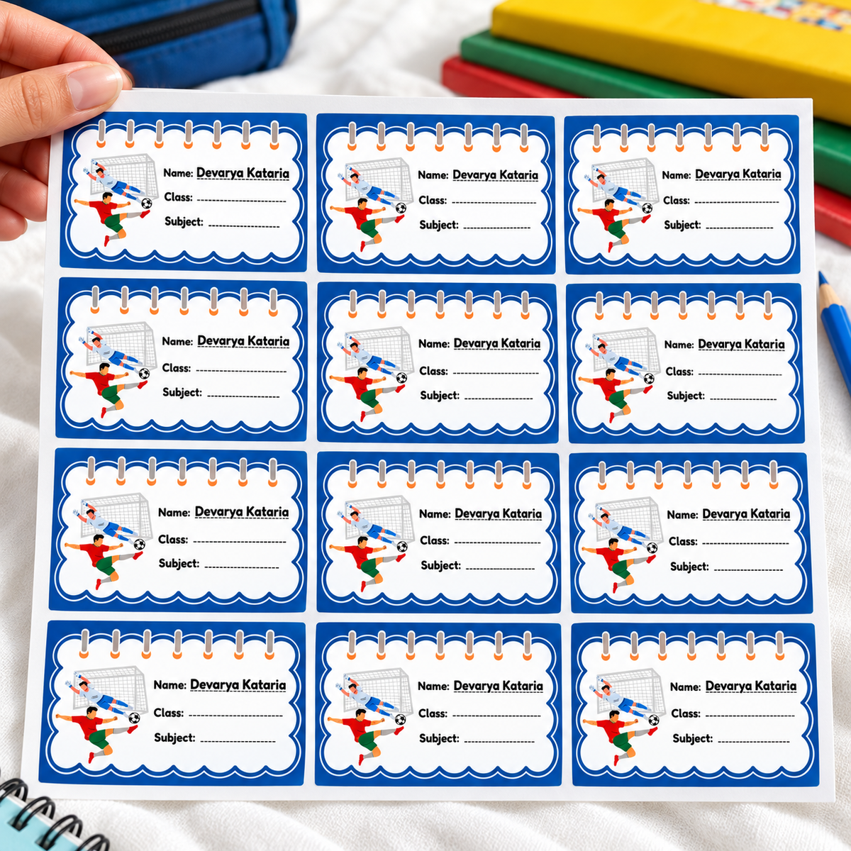 Personalised Book Name Labels for Kids | Football