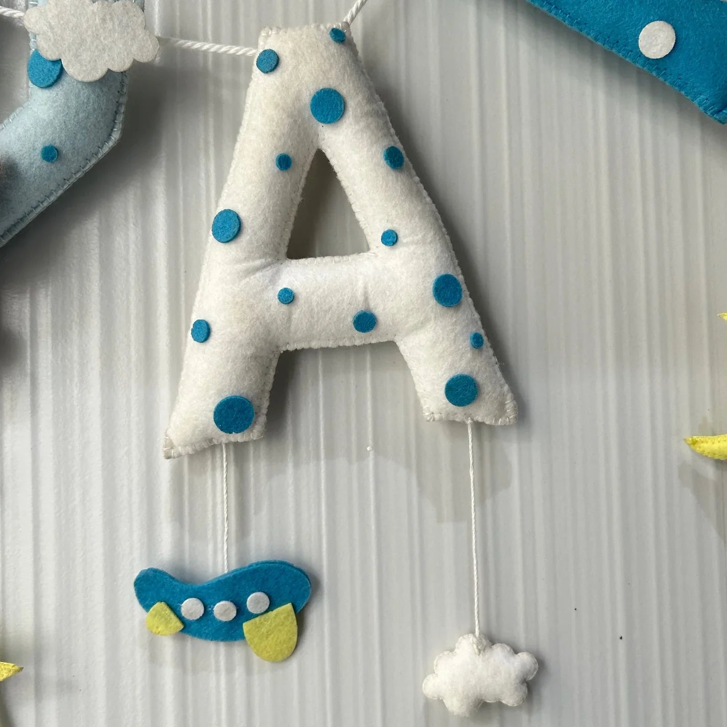 Customized Name Bunting/Garland with Teddy on a Plane
