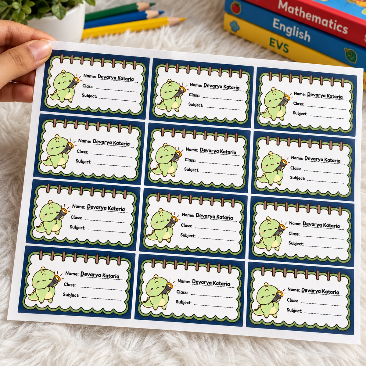 Personalised Book Name Labels for Kids | Little Dino