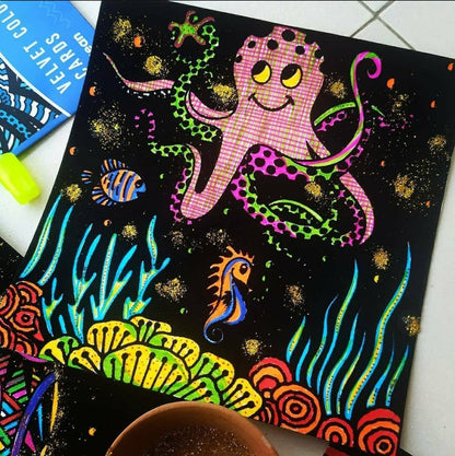 Velvet Coloring Cards Wild And Ocean Theme