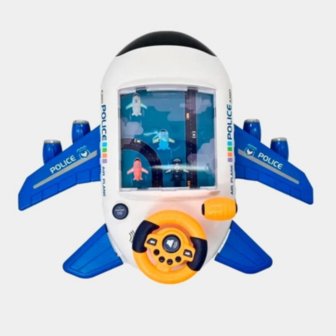 Kids Airplane Racing Game Console Toy with Steering Wheel