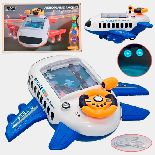 Kids Airplane Racing Game Console Toy with Steering Wheel