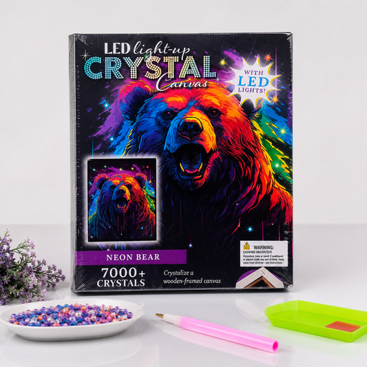 LED Light-Up Crystal Canvas – Neon Tiger & Neon Bear