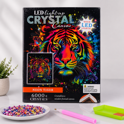 LED Light-Up Crystal Canvas – Neon Tiger & Neon Bear