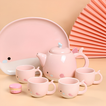 Whimsical Pink Bunny Tea Set
