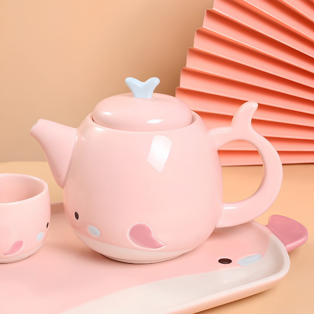 Whimsical Pink Bunny Tea Set
