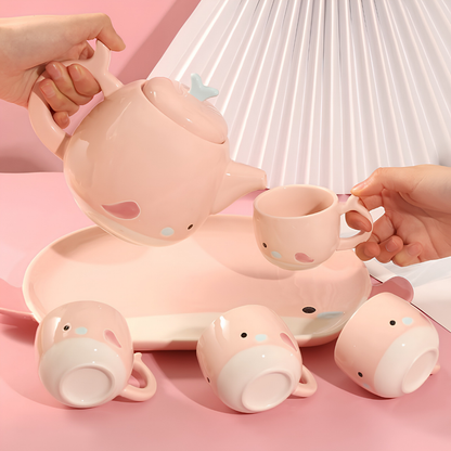 Whimsical Pink Bunny Tea Set