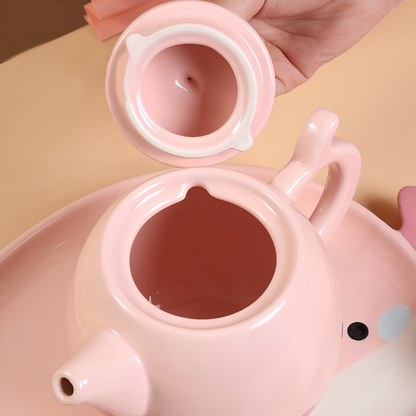 Whimsical Pink Bunny Tea Set