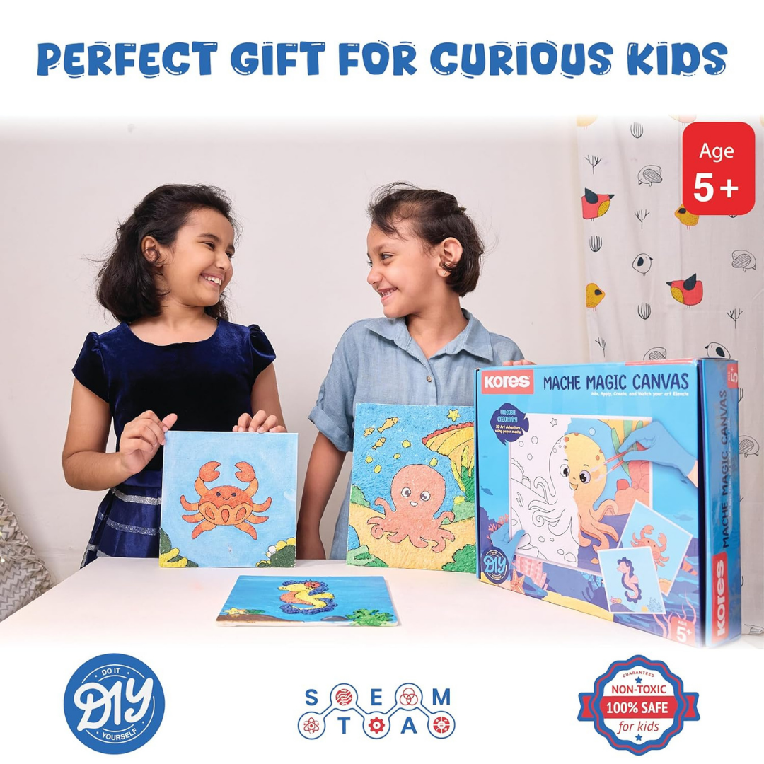 Kores Mache Magic Canvas Art Kit for Kids Age 5+
