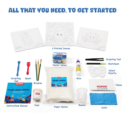 Kores Mache Magic Canvas Art Kit for Kids Age 5+