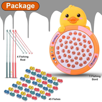 Magnetic Fishing Game for Kids – 45 Colorful Fish, 4 Poles, Music & Lights