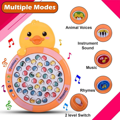 Magnetic Fishing Game for Kids – 45 Colorful Fish, 4 Poles, Music & Lights