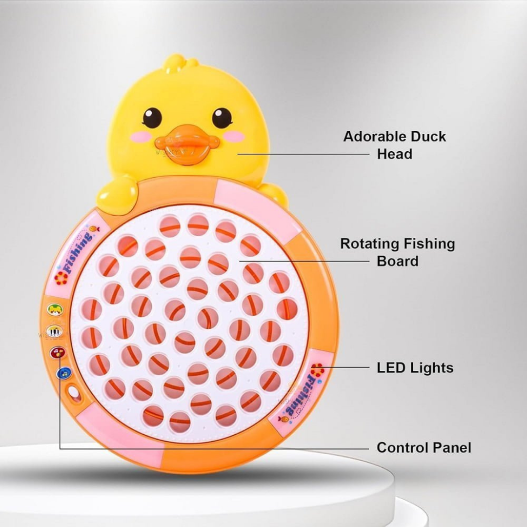 Magnetic Fishing Game for Kids – 45 Colorful Fish, 4 Poles, Music & Lights