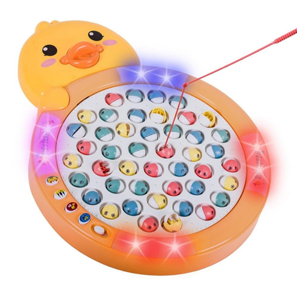 Magnetic Fishing Game for Kids – 45 Colorful Fish, 4 Poles, Music & Lights