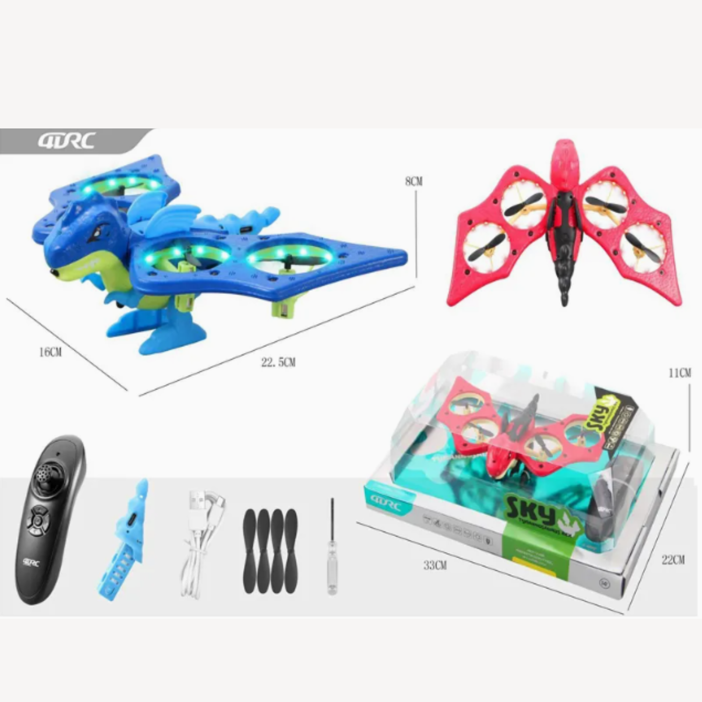2.4G Remote Control Dinosaur Quadcopter Blue