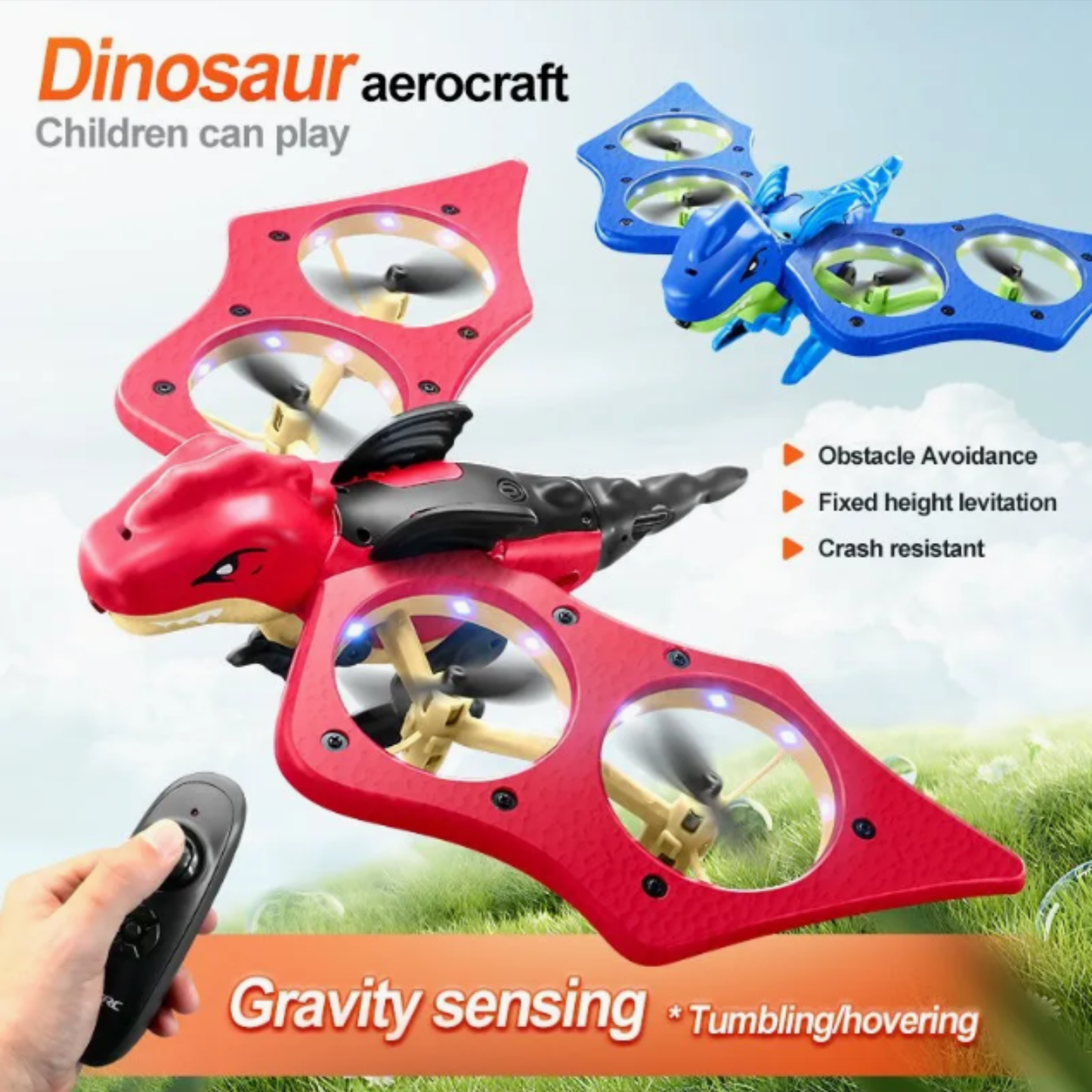 2.4G Remote Control Dinosaur Quadcopter Blue