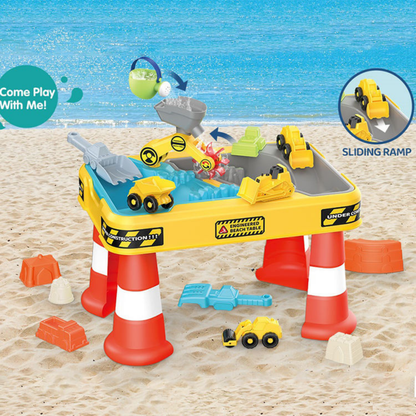 Water Table 2 in 1 Sandbox Construction Site + 4 Cars 12 pcs.