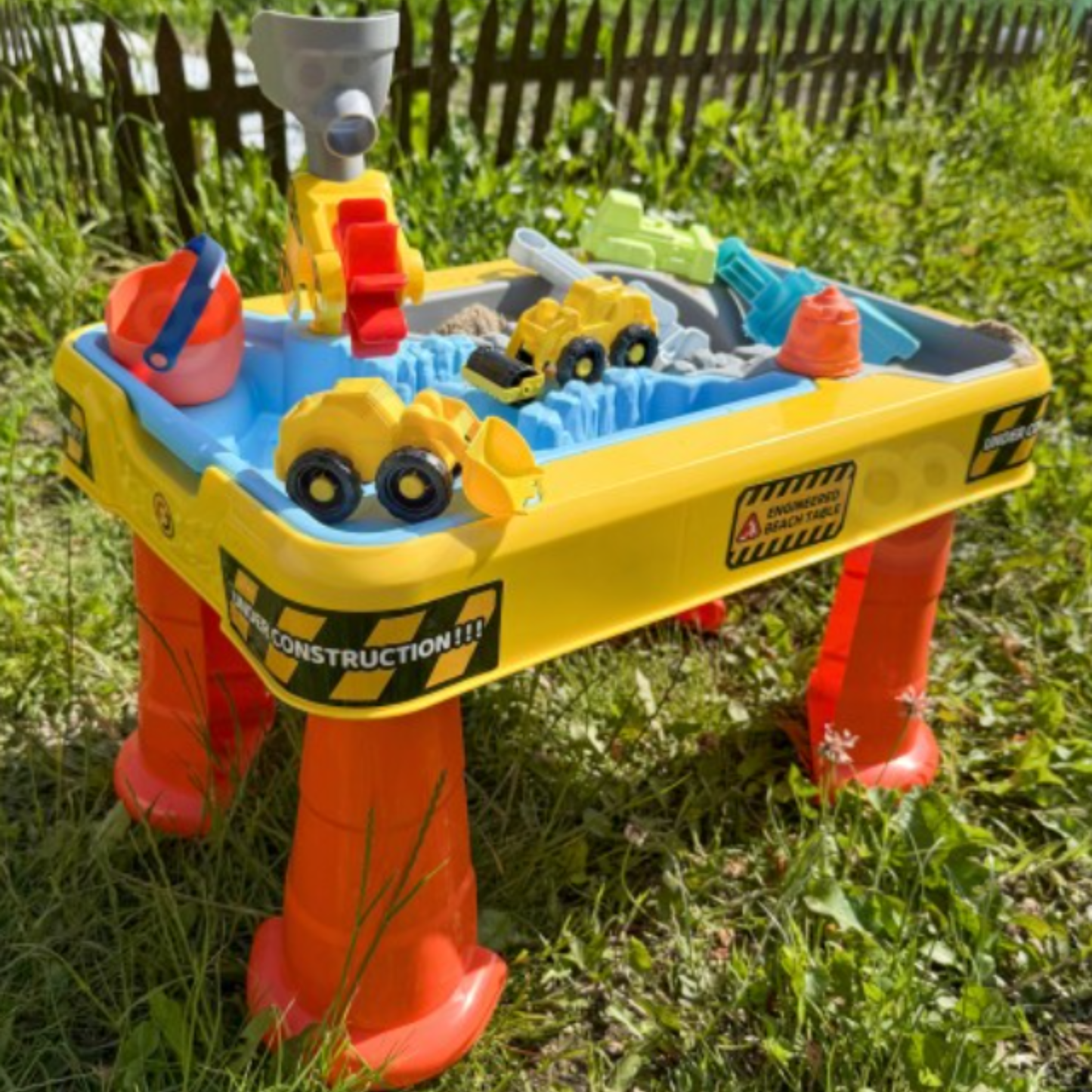 Water Table 2 in 1 Sandbox Construction Site + 4 Cars 12 pcs.