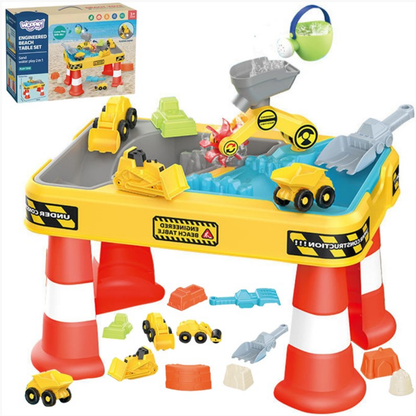 Water Table 2 in 1 Sandbox Construction Site + 4 Cars 12 pcs.