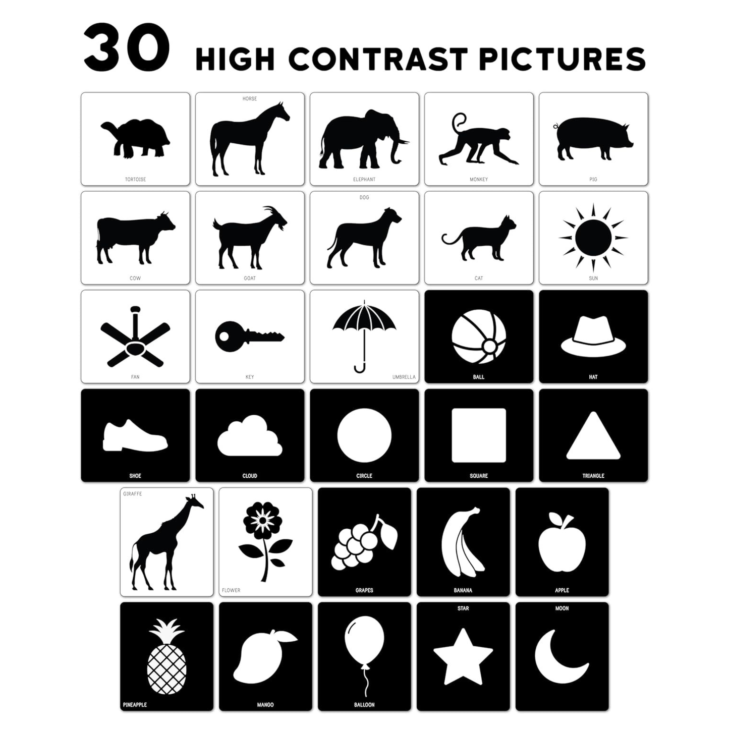 High-Contrast Flash Cards Set for New Born Baby and Infants