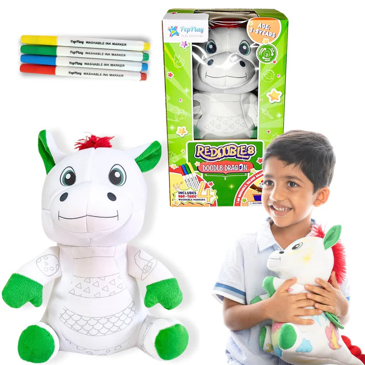 🌈Redoobles Doodle – Plushie with Reusable Markers ✏️🎨