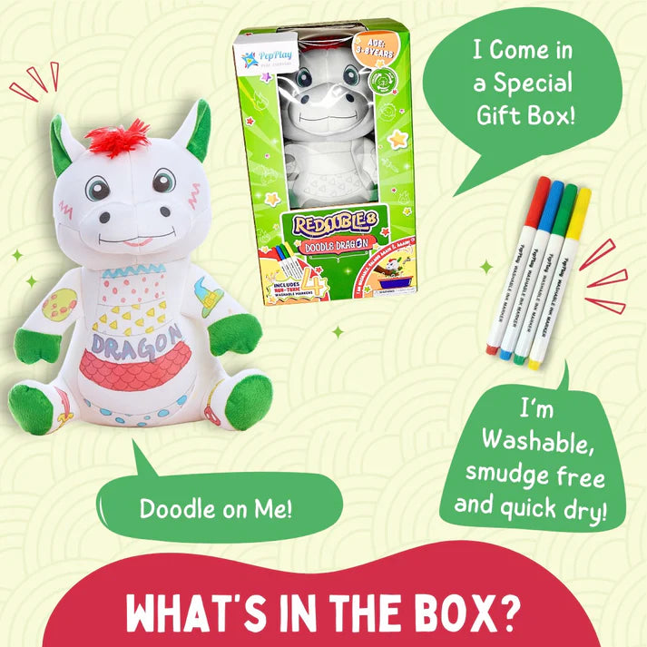 🌈Redoobles Doodle – Plushie with Reusable Markers ✏️🎨