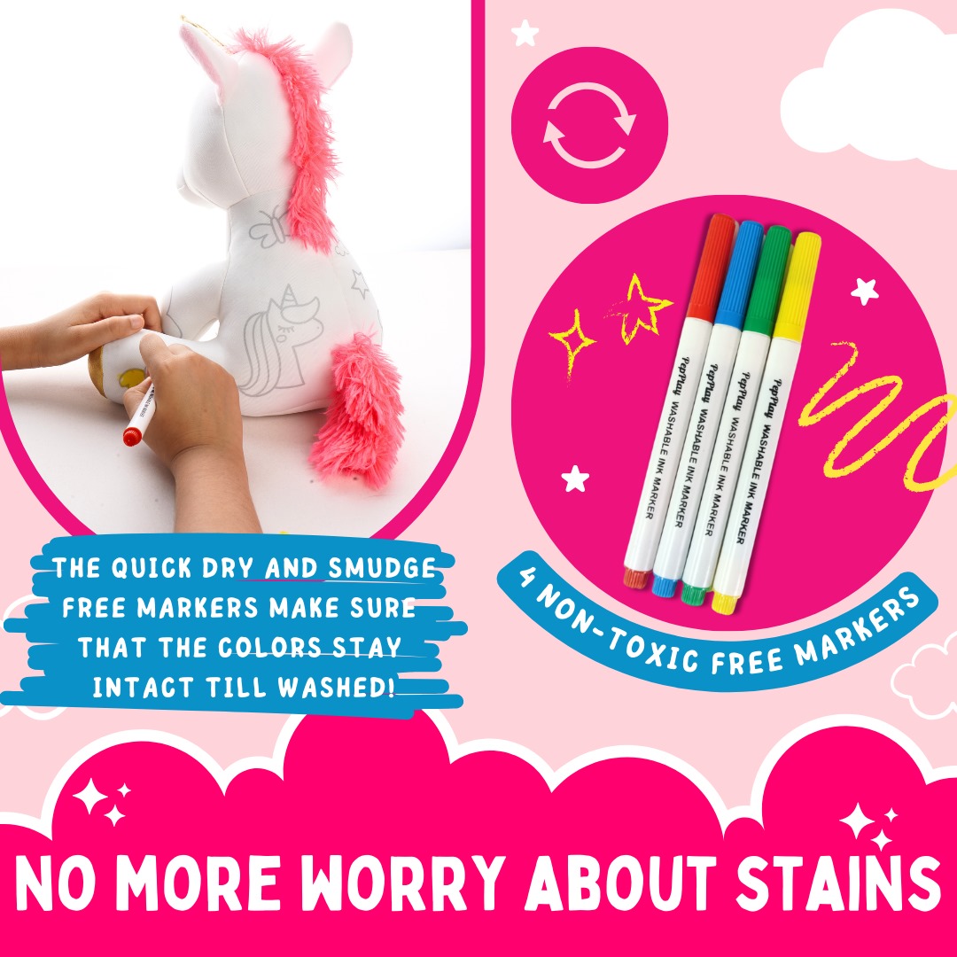 🌈Redoobles Doodle – Plushie with Reusable Markers ✏️🎨