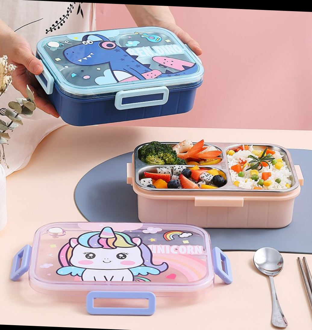 Lunch Box for Kids to Keep Food Warm, Bento Lunch Box Leakproof Cartoon  Pattern, Stainless Steel Bento Box ,Thermal Insulated Bento Box, Steel Food  Container with Compartments P ink - 4 Compartments