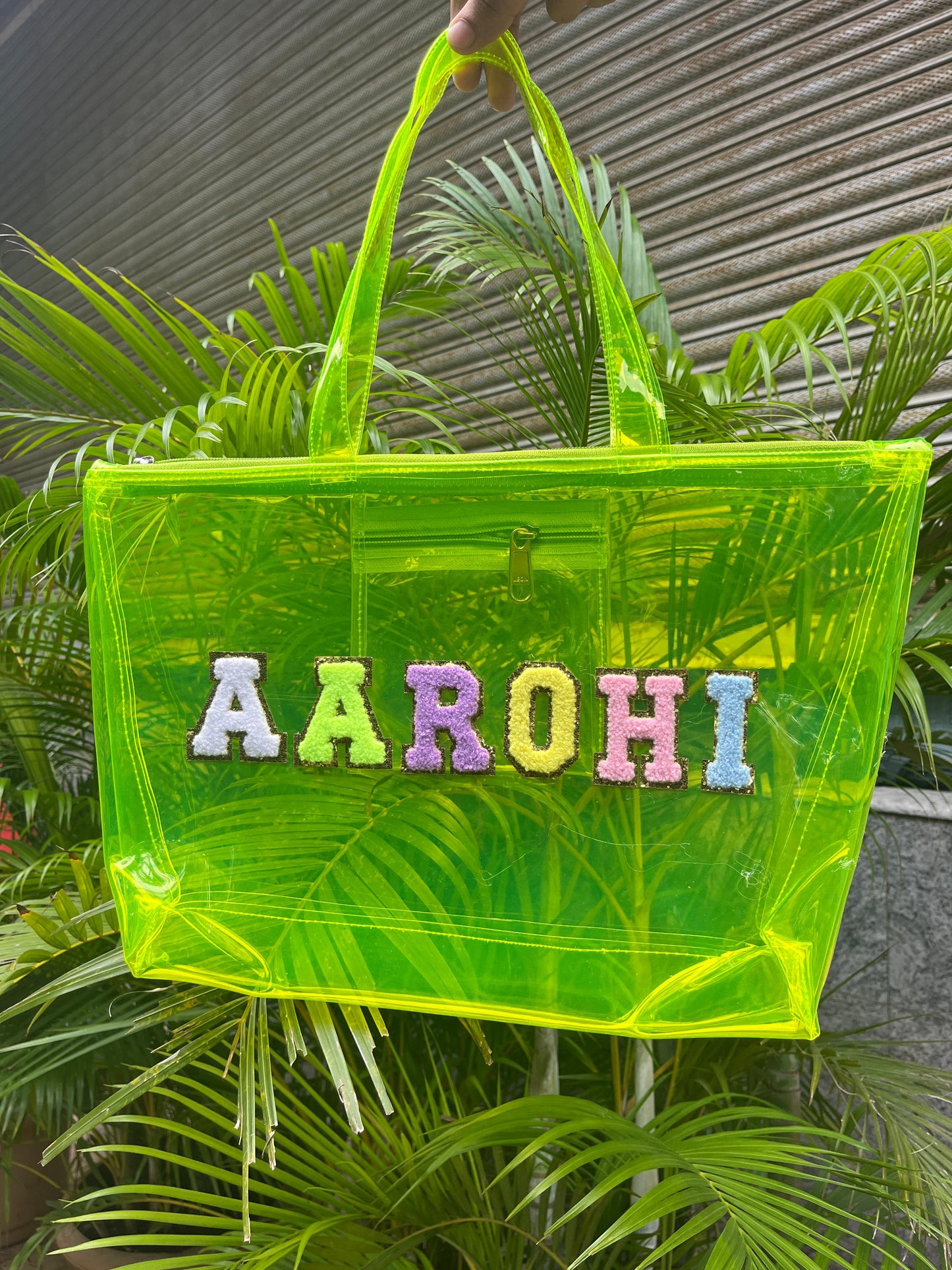 Personalised Neon Transparent Tote Bag for Kids