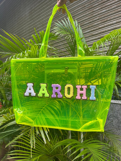 Personalised Neon Transparent Tote Bag for Kids