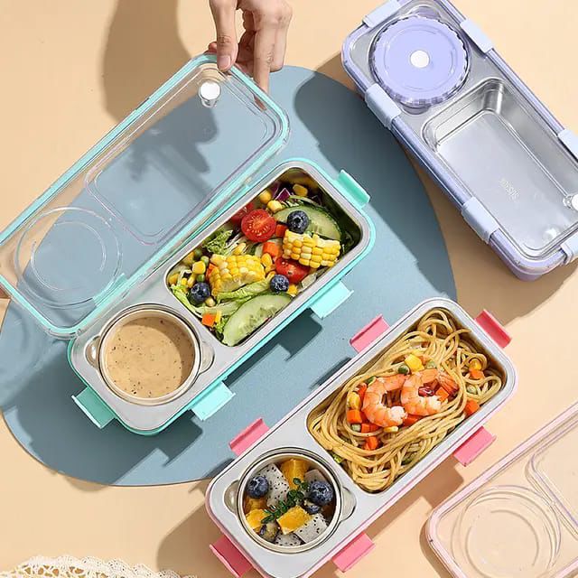 One Compartment Lunch Box 750ml with Spoon & Chopstick+Bowl,304 SUS Stainless Steel