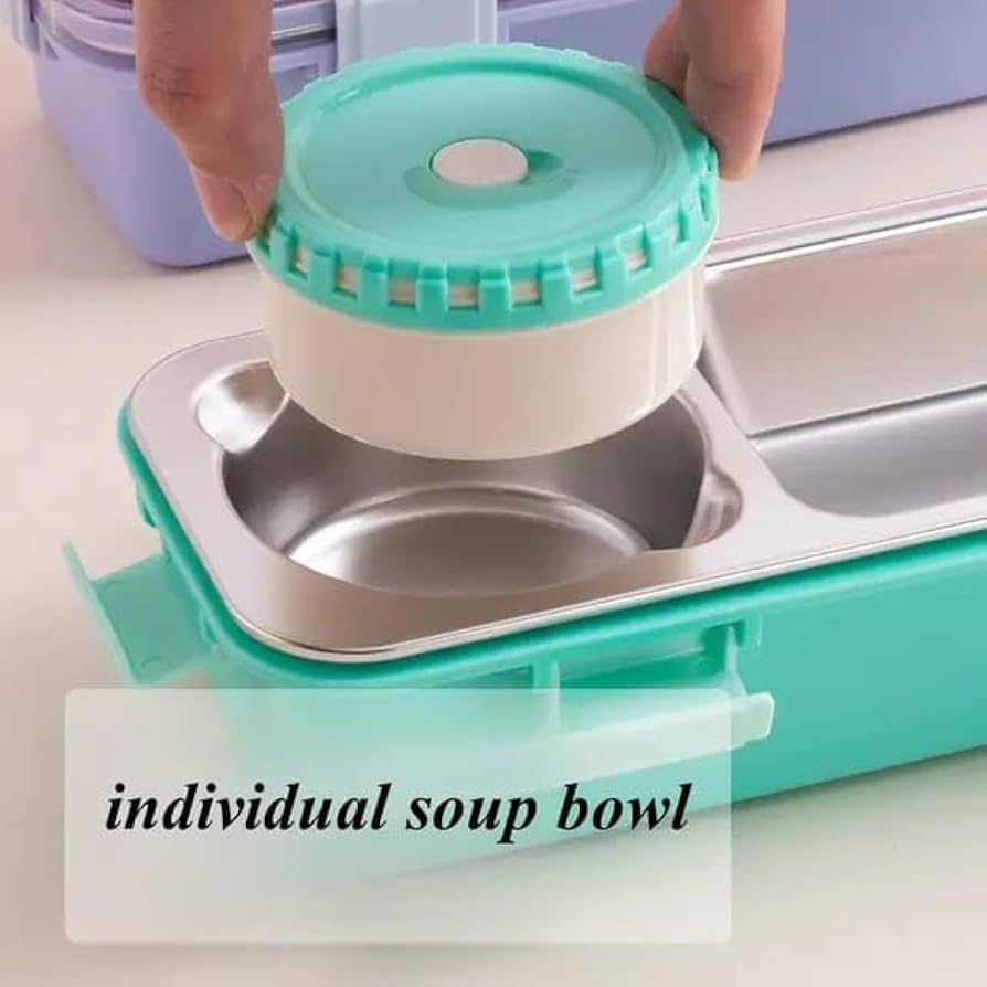 One Compartment Lunch Box 750ml with Spoon & Chopstick+Bowl,304 SUS Stainless Steel