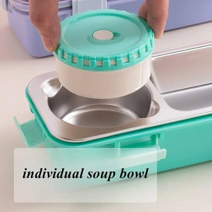 One Compartment Lunch Box 750ml with Spoon & Chopstick+Bowl,304 SUS Stainless Steel