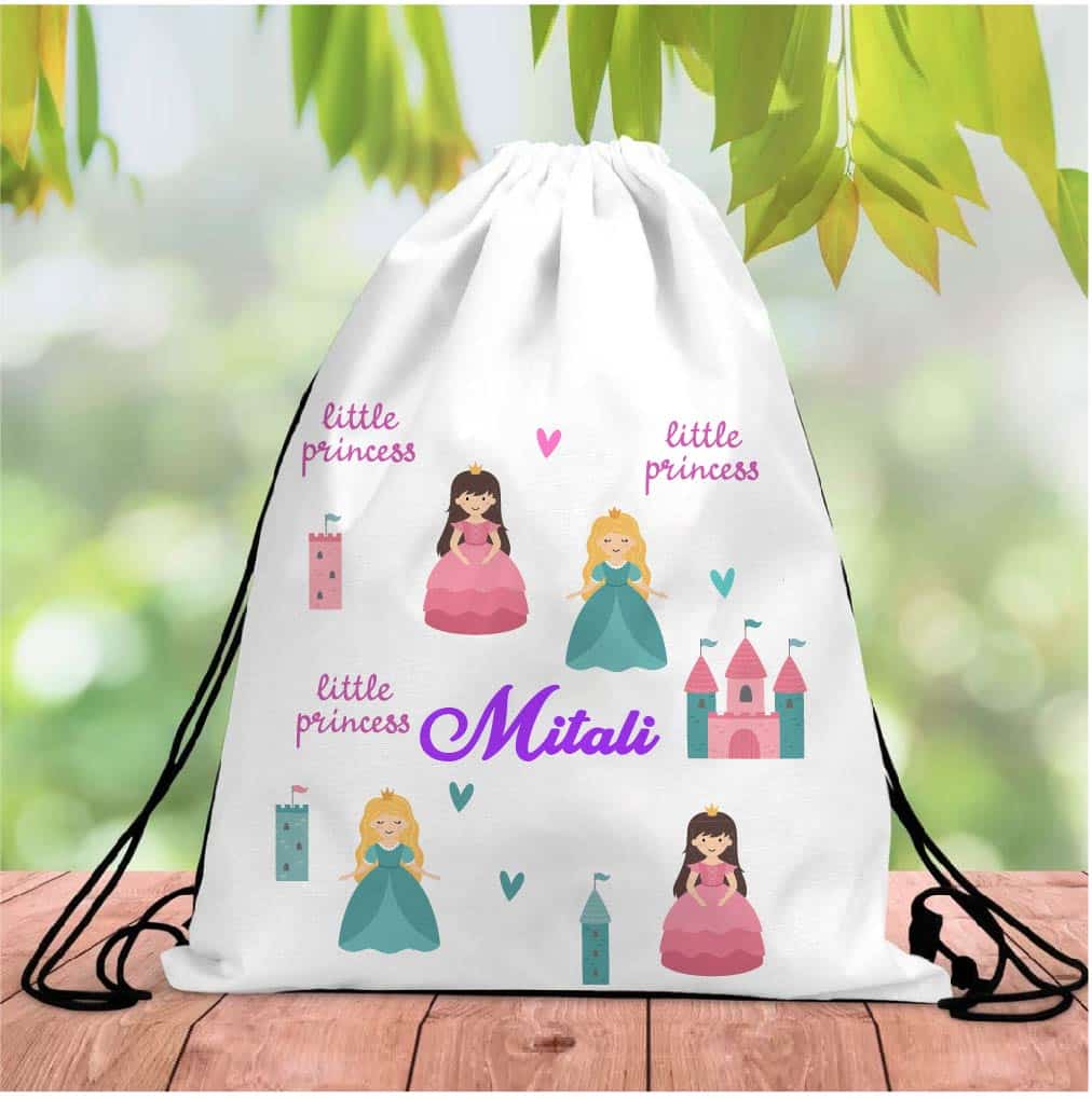 Personalized White Drawstring Bags