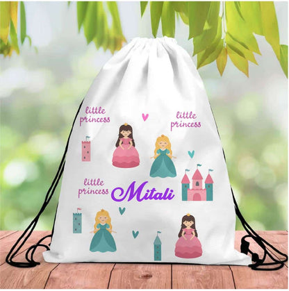 Personalized White Drawstring Bags