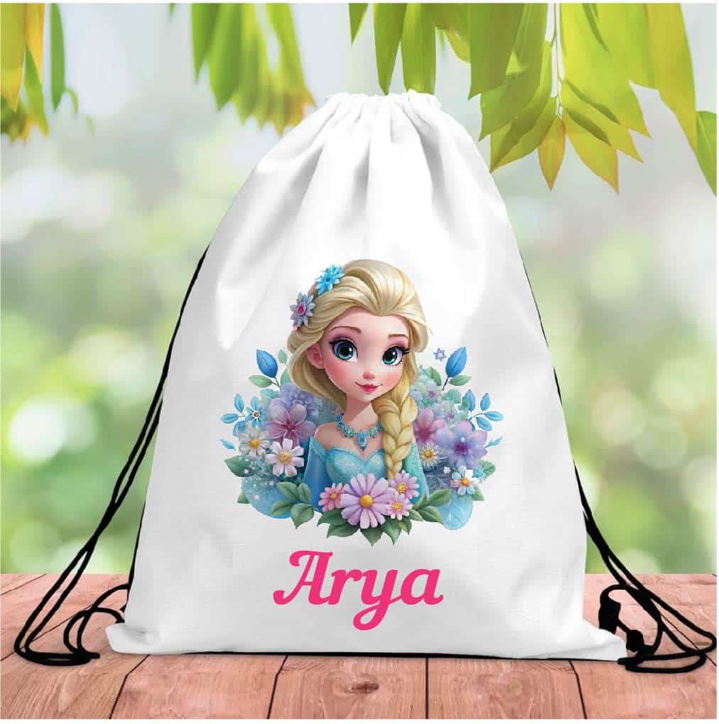 Personalized White Drawstring Bags