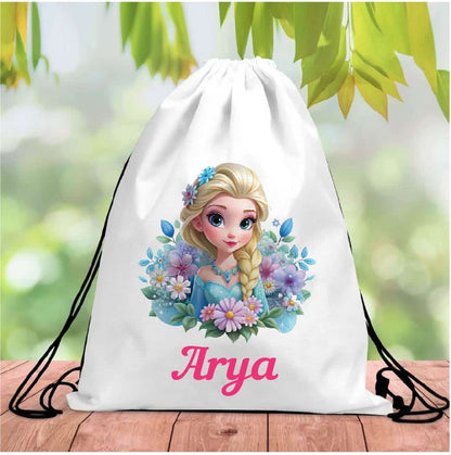 Personalized White Drawstring Bags