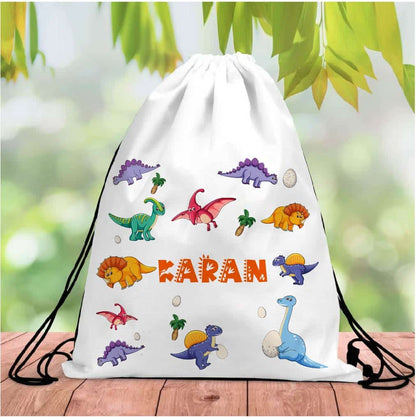 Personalized White Drawstring Bags