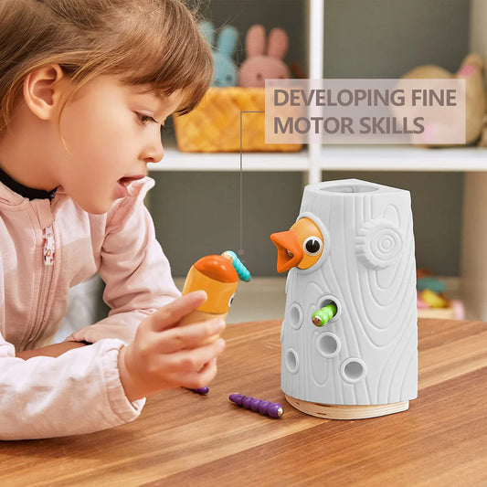 Woodpecker Feeding and Learning Toys, Magnetic Worm Game