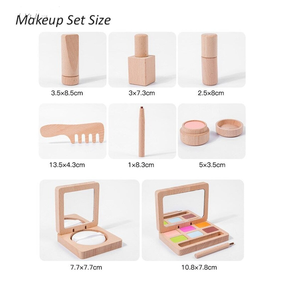 Wooden Cosmetics Pretend Play Kit for Girls