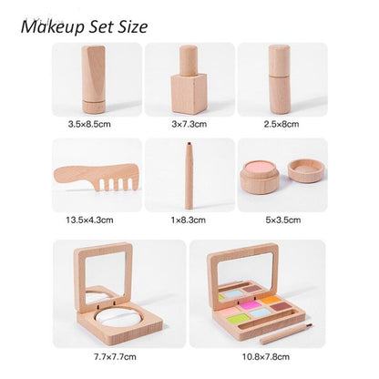 Wooden Cosmetics Pretend Play Kit for Girls