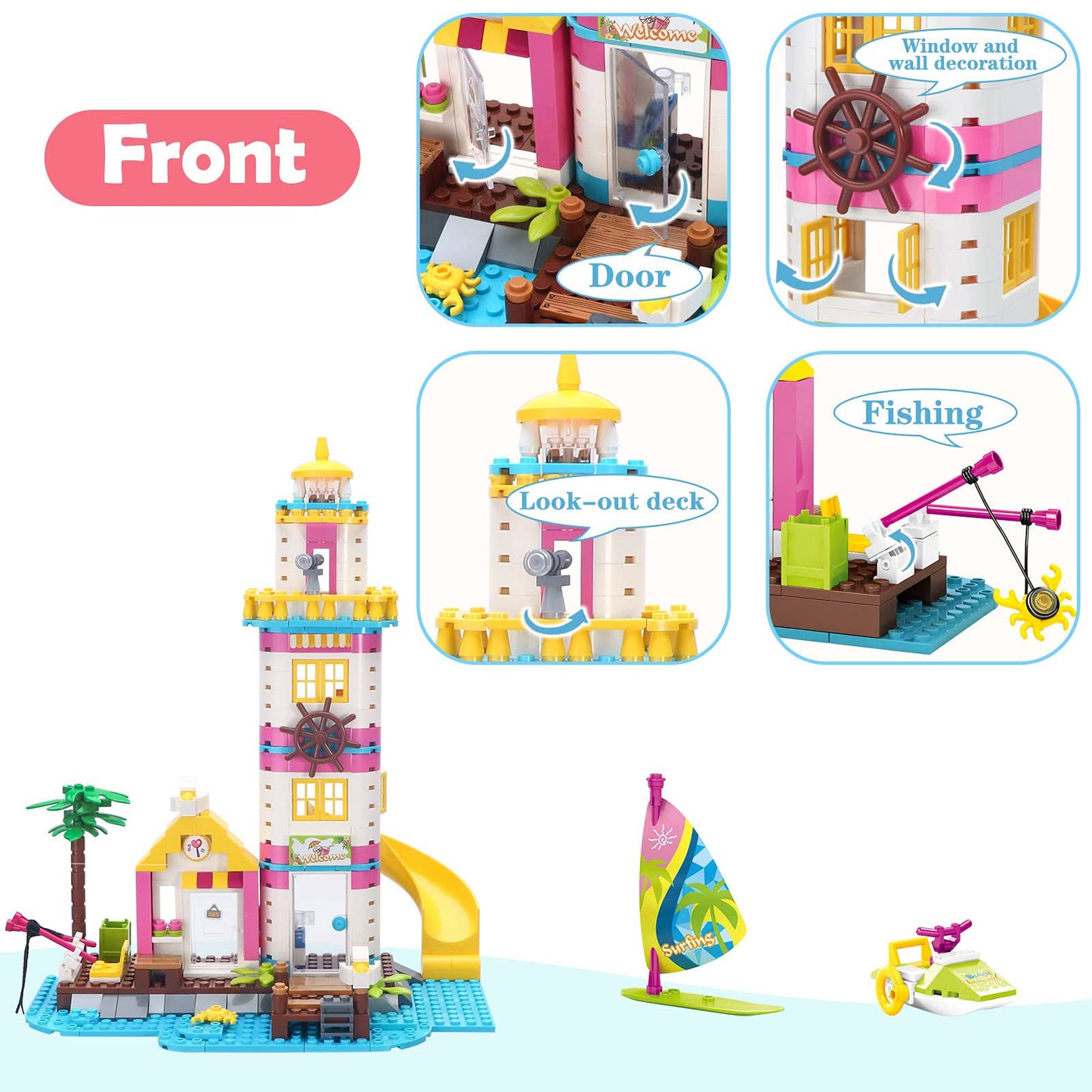 Island Lighthouse Learning Brick Toy for Kids