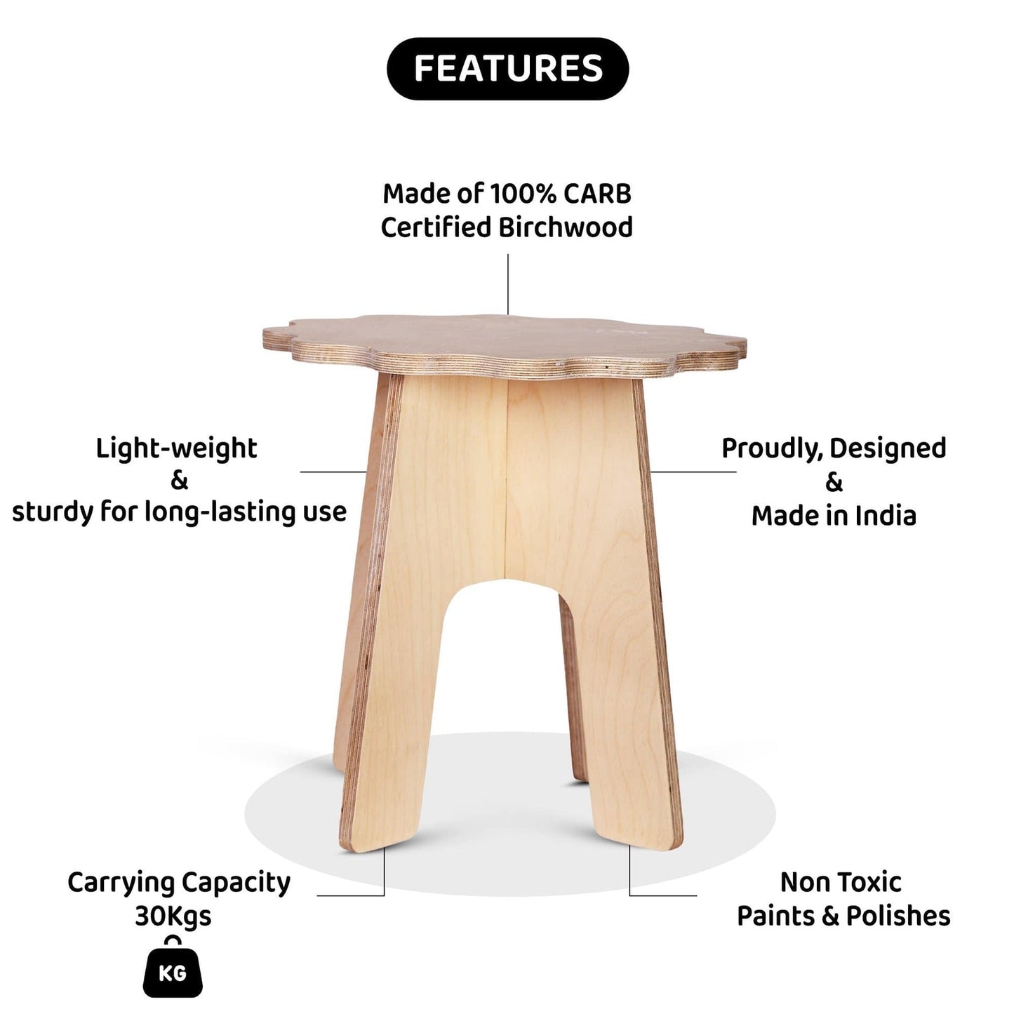 Floral Wooden Stool