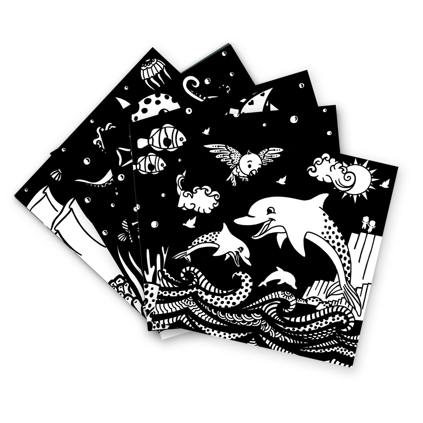 Velvet Coloring Cards Wild And Ocean Theme