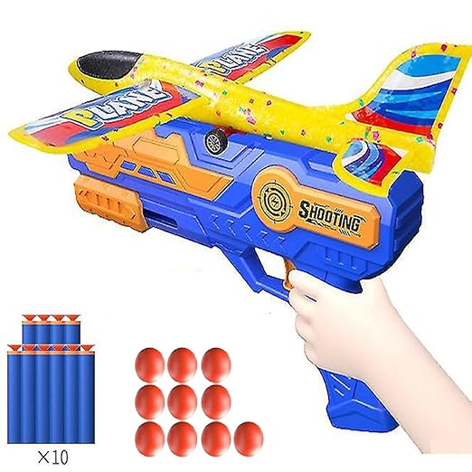 3-in-1 Glider Plane Launcher Toy for Outdoor Adventure (Blue)