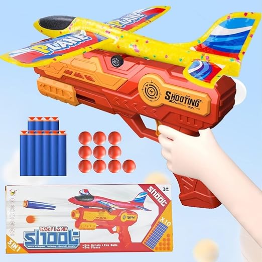 3-in-1 Glider Plane Launcher Toy for Outdoor Adventure (Blue)